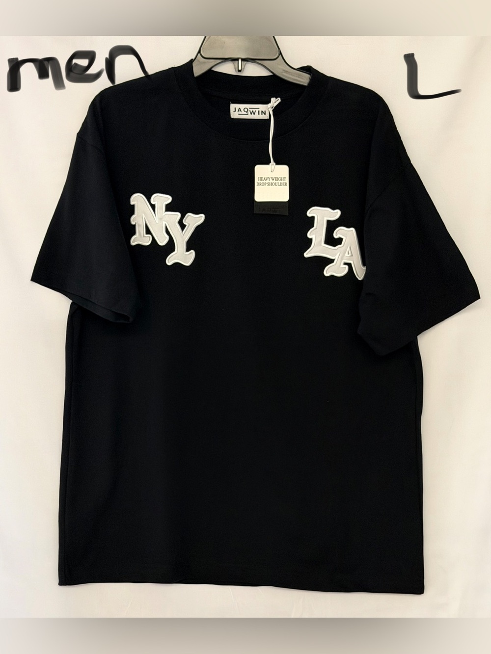 Black NY LA Patch Short Sleeve Crew Tee
